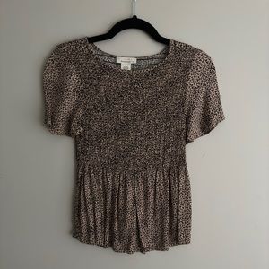 Urban Romantics brown/black leopard print smocked waist blouse - Women’s Size S